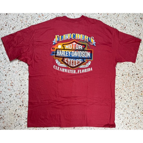 Harley Davidson Clearwater Florida Fletchers Vtg Short Sleeve T-Shirt Size XXL - Picture 7 of 8